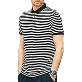 Men's Polo Shirts for Men Short Sleeve Striped Pique Cotton Polo Shirt Business Casual Layering Top