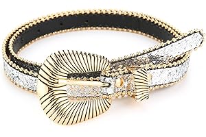 Delicate Shell Shape Buckle Belts Woman Locomotive Full Sequins Waist Belts Western Cowgirl Y2K Girls Belt For Jeans Men Full