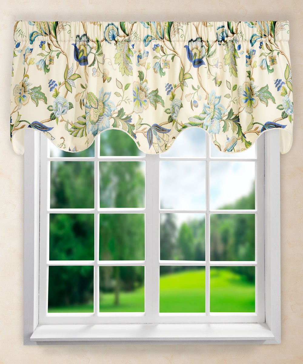 Ellis Curtain Brissac Lined Scallop Valance, 70 x 17", Blue by Ellis Curtain