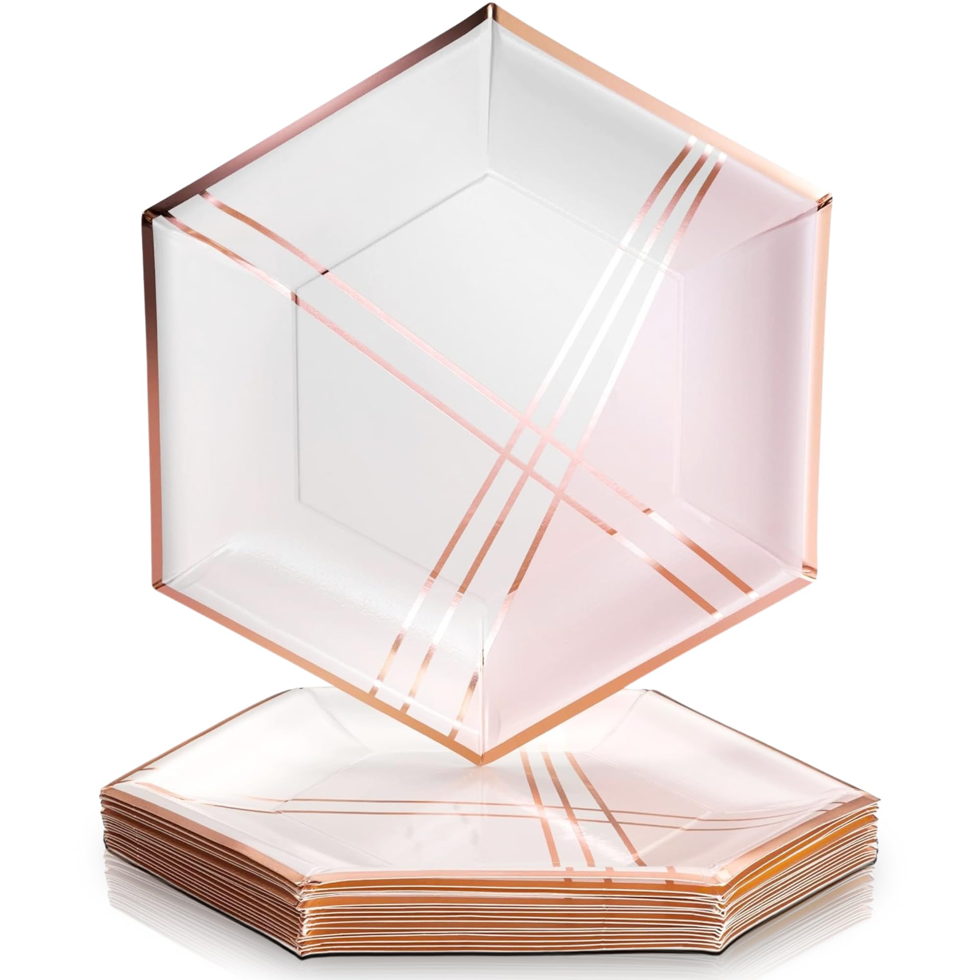 Photo 1 of ++4 PACK+++Silver Spoons Deco Collection Blush Pink Hexagon Disposable Paper Dinner Plates - 10.25" (Pack of 18) - Perfect for Weddings, Parties & Special Occasion