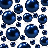255Pcs Navy Blue Vase Filler Beads for Centerpieces, No Hole Faux Pearl for Vases Filler Decoration, 8/14/18mm Pearls Beads for Wedding Home Party Floating Candle Decor