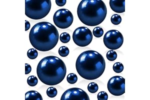 CUSMATION 250PCS Navy Blue Beads Vases Filler No Hole Pearl for Vases, 8/14/18mm Faux Pearls Beads for Centerpiece, Home Birthday Weddings Party Decor