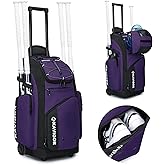KAVIGOR Rolling Baseball Bag with Wheels, 60L Capacity Softball Bag Holds 4 Bats for Boys and Girls, Youth Equipment Bag with Shoe Compartment