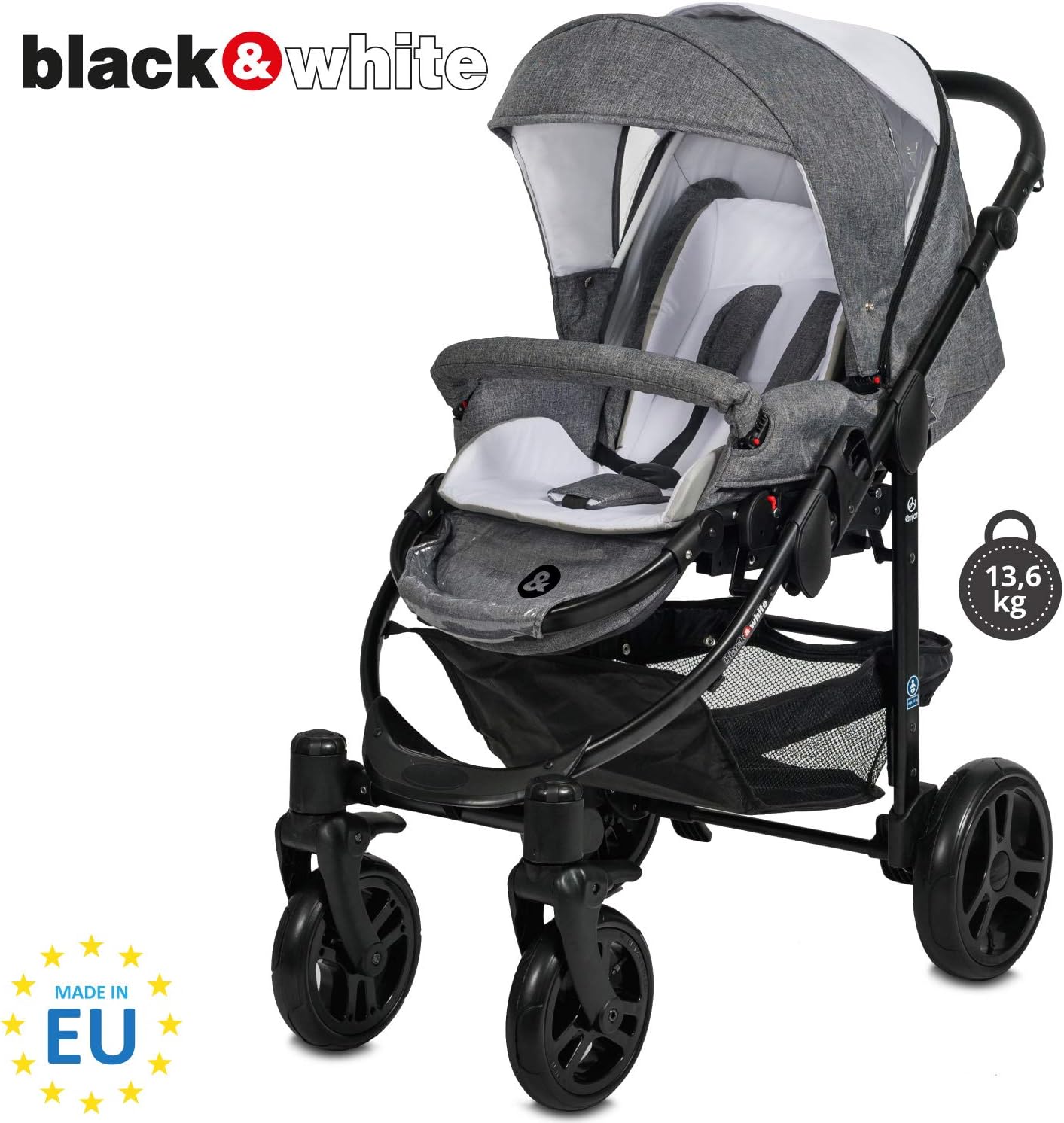 Poussette Trio 3 En 1 B W Bleu Marine Free Shipping Available