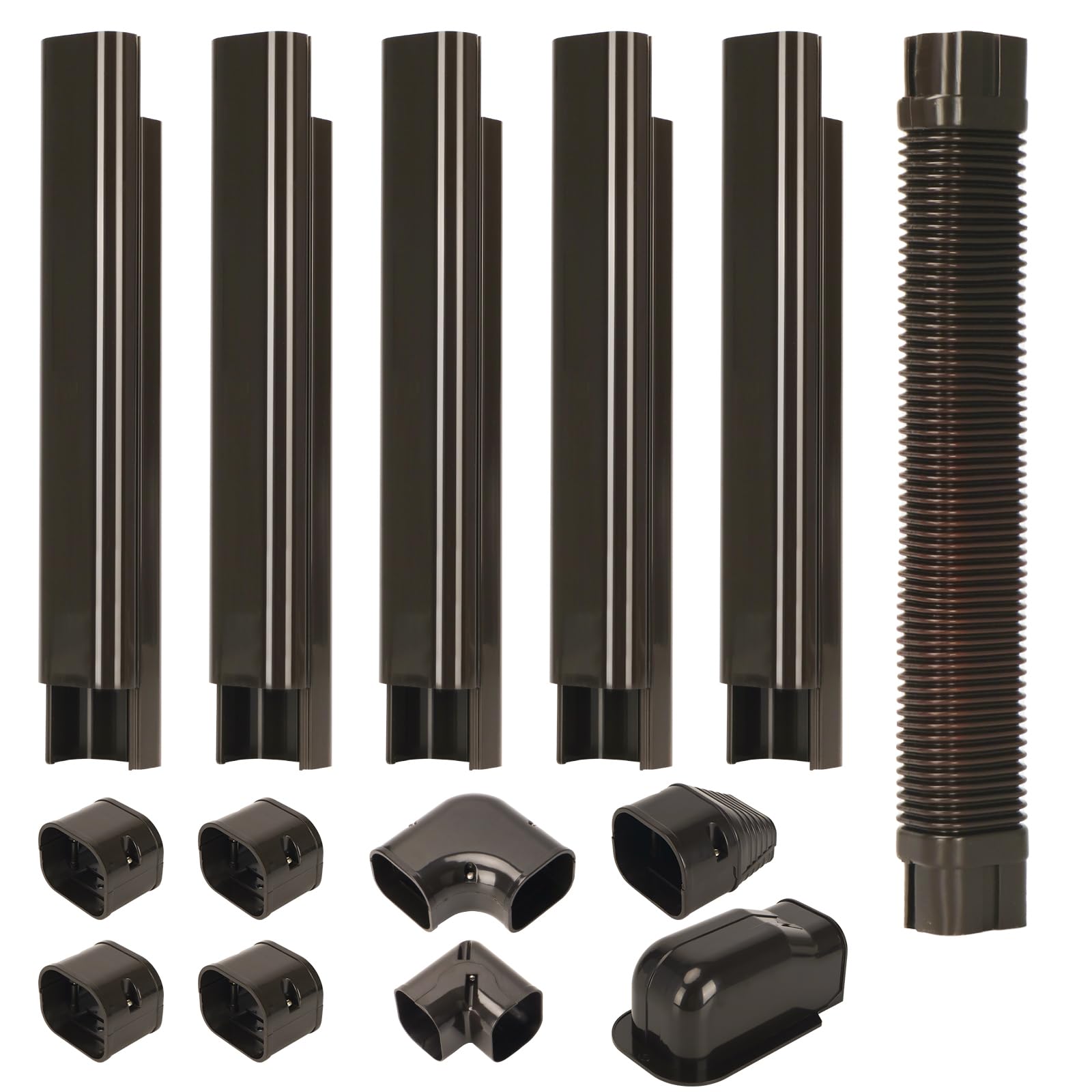Photo 1 of 3" W 10Ft L Brown Line Set Cover Kit for Mini Split Air Conditioners Decorative PVC Slim Line Cover for Central AC & Heat Pumps Systems Tubing Cover