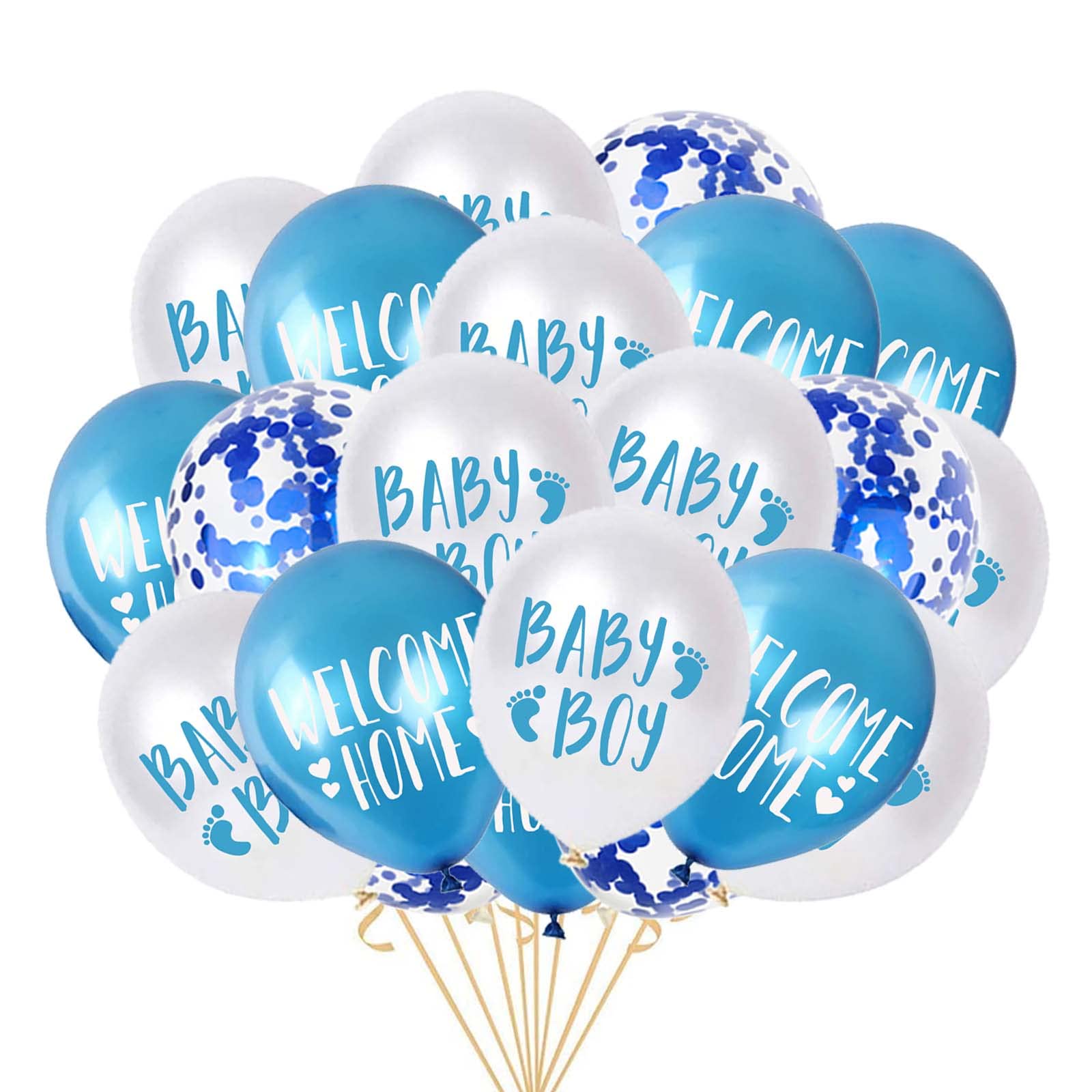 Welcome Home Baby Boy Balloon Latex Confetti Balloon Ribbons for Newborn Baby Boy Baby Shower Welcome Home Family Party Decorations 12inch(Blue)