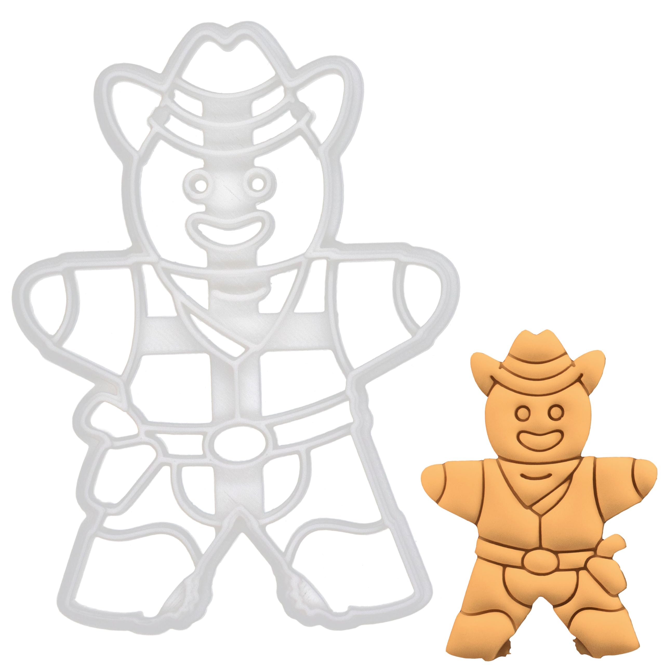 BAKERLOGY Gingerbread Cowboy Cookie Cutter - Detailed Biscuit Cutter Design for Baking and Crafts, Ideal on Fondant, Dough, Clay