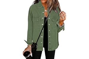 luvamia 2024 Jean Jackets for Women Fashion Oversized Button Down Denim Jacket Western Fall Shacket Jacket with Pockets