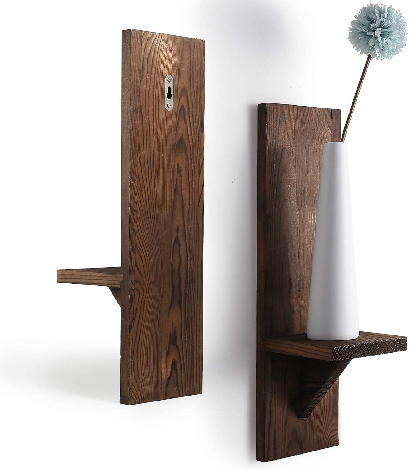 DOCMON Wall Sconce Candle Holder, Wall Mount Wooden Candle Holders, Rustic Wall Decor Floating Shelves, Farmhouse Candle Flowers Vase Wall Shelf for Bathroom Bedroom Living Room, Set of 2: Kitchen & Dining