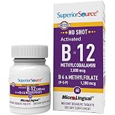 Superior Source No Shot Vitamin B-12 2,000 mcg, B-6 and Methylfolate, 60 Ct | Bariatric-Friendly B-12 Methylcobalamin Formula with B-6 and Methylfolate Supporting Energy, Brain and Heart Health