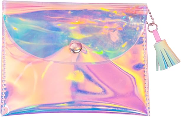 Amazon Notag フラットポーチ レディース 小銭入れ 透明 ポーチ ビニール かわいい ミニ財布 小物入れ ケース プール コインケース 防水 オーロラ ビニール ホログラム ポーチ Notag ポーチ