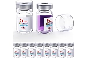 Biomed Solutions Sterile Empty Vial with Reusable Plastic Cap,Ready to Fill Glass Containers, Liquid Injection Bottle Sealed with Self Healing Injection Port (5ml Clear 10pcs)