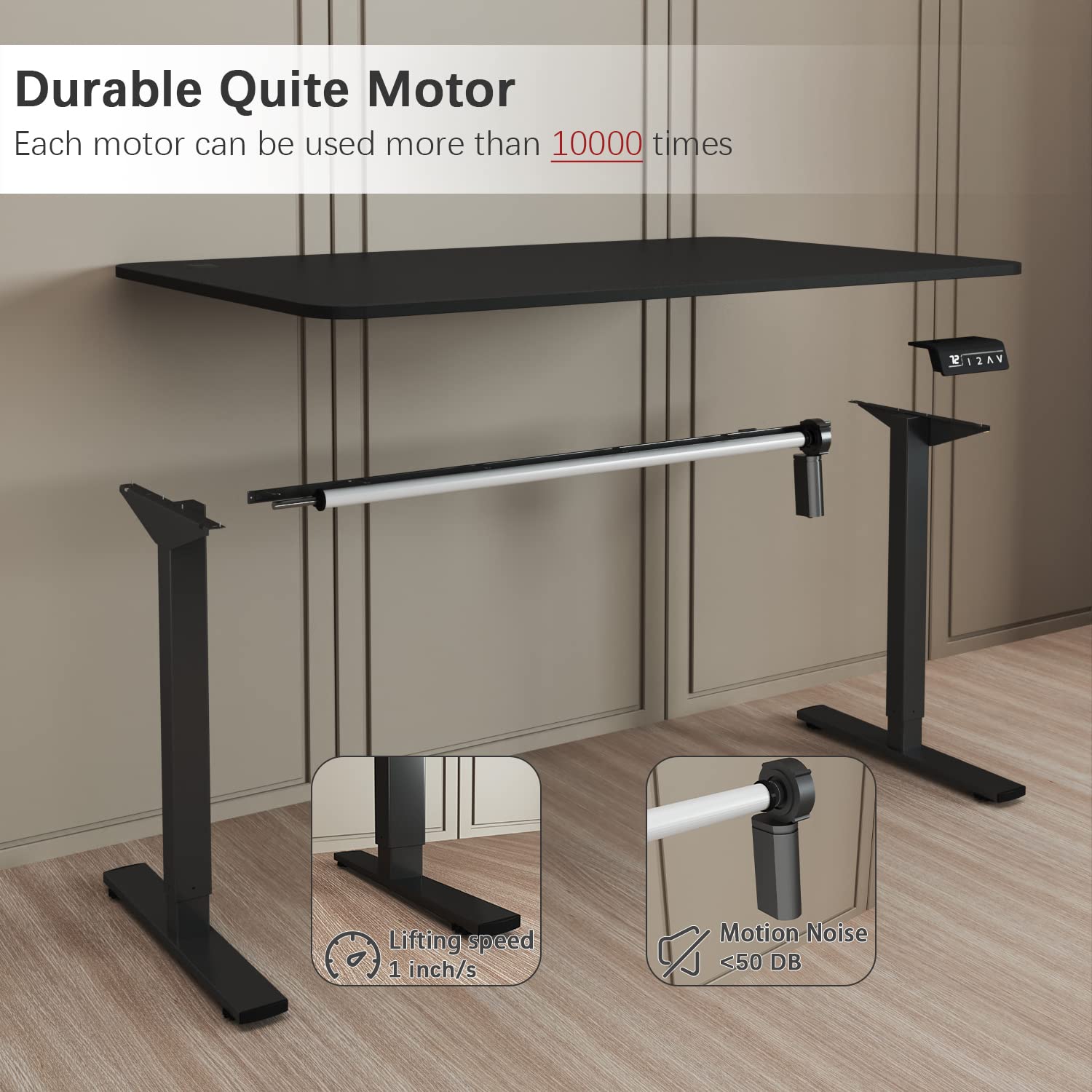 Furmax 55 x 24 Inches Electric Height Adjustable Standing Desk Large Sit Stand Up Desk Home Office Computer Desk Memory Preset with T-Shaped Metal Bracket, Black