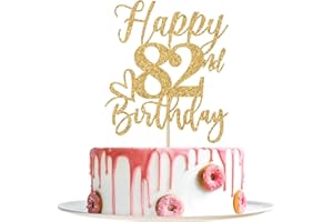 YOTAWEBERY Happy 82nd Birthday Cake Topper, 82nd Birthday Decorations for Men/Women, Cheers to 82 Years, Hello 82, 82nd Happy Birthday Party Supplies Gold Glitter