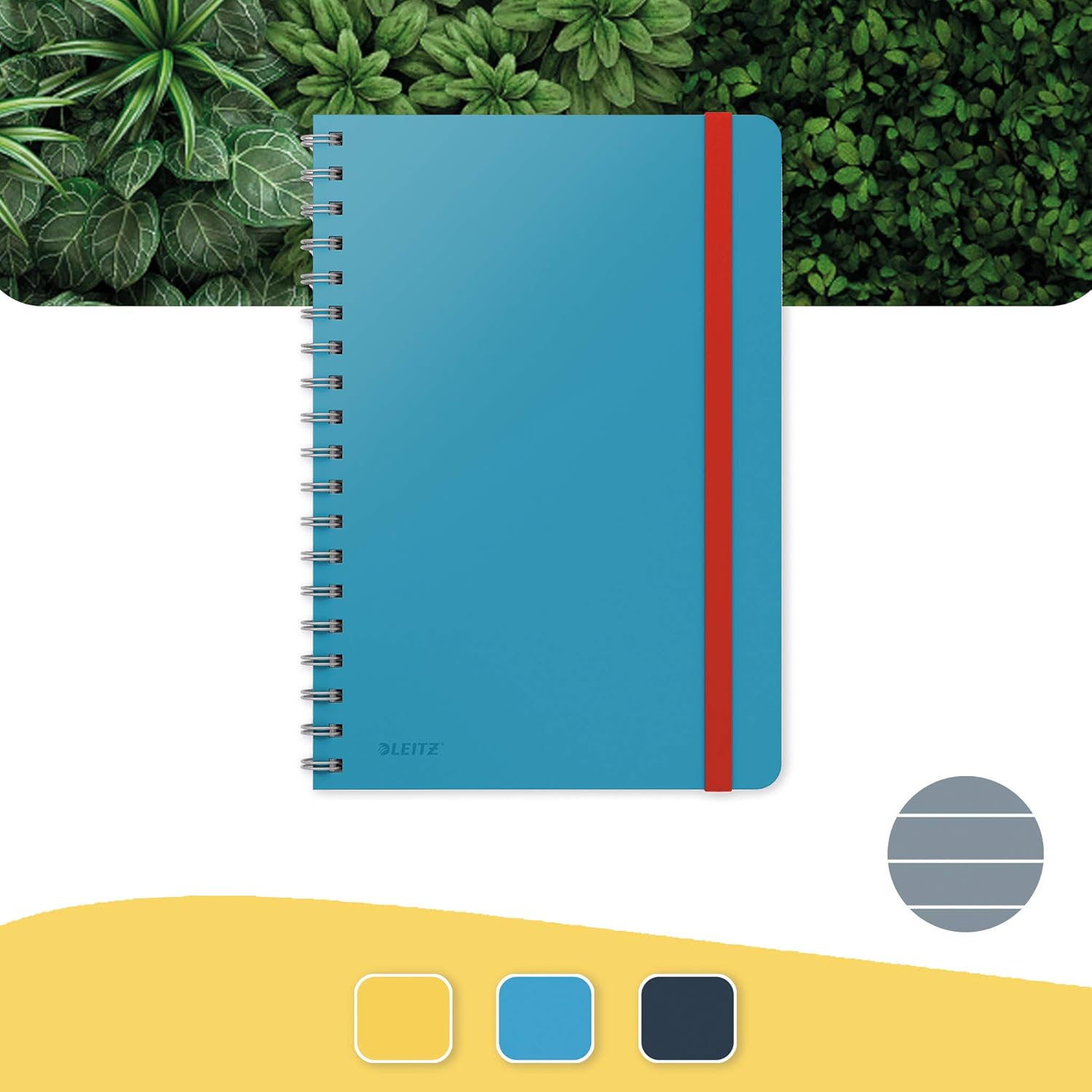 Leitz Large (B5) Ruled Wirebound Notebook, 80 Sheet, Cosy Range, Calm Blue, 45270061, B5 Ruled - Image 3