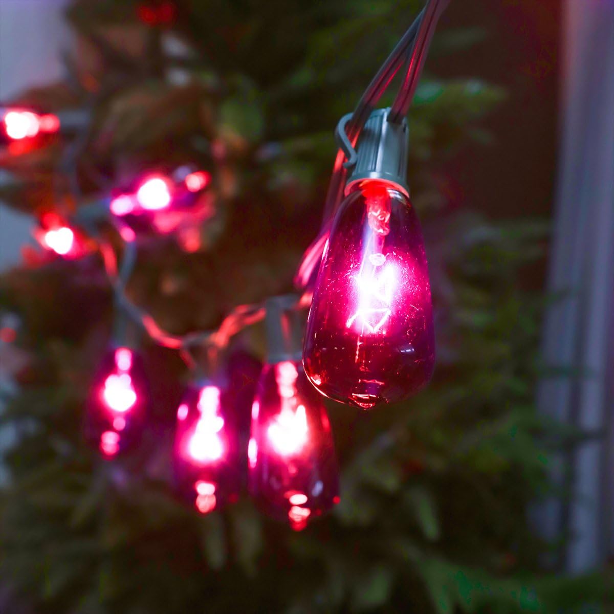 Set of 10 Glass ST40 Edison Style Bulb String Lights (Purple Edison)