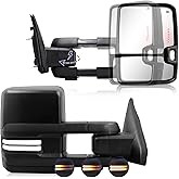 Sanooer Power Folding Swichback Tow Mirrors for 09-18 Dodge Ram 1500 &amp; 2500 | Power folding/heated, switchback running/turn lights, puddle light. Fits 09-18 Dodge Ram 1500 2500 3500 Pair set
