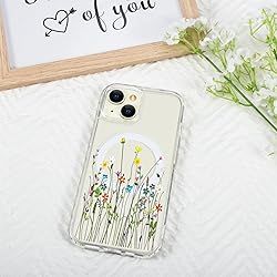 Tcaraersing for iPhone 15 Clear Flower Magnetic