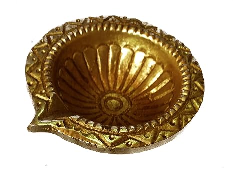Buy Art Antiqua Decorative Flower Pattern Brass Diya Pooja Puja