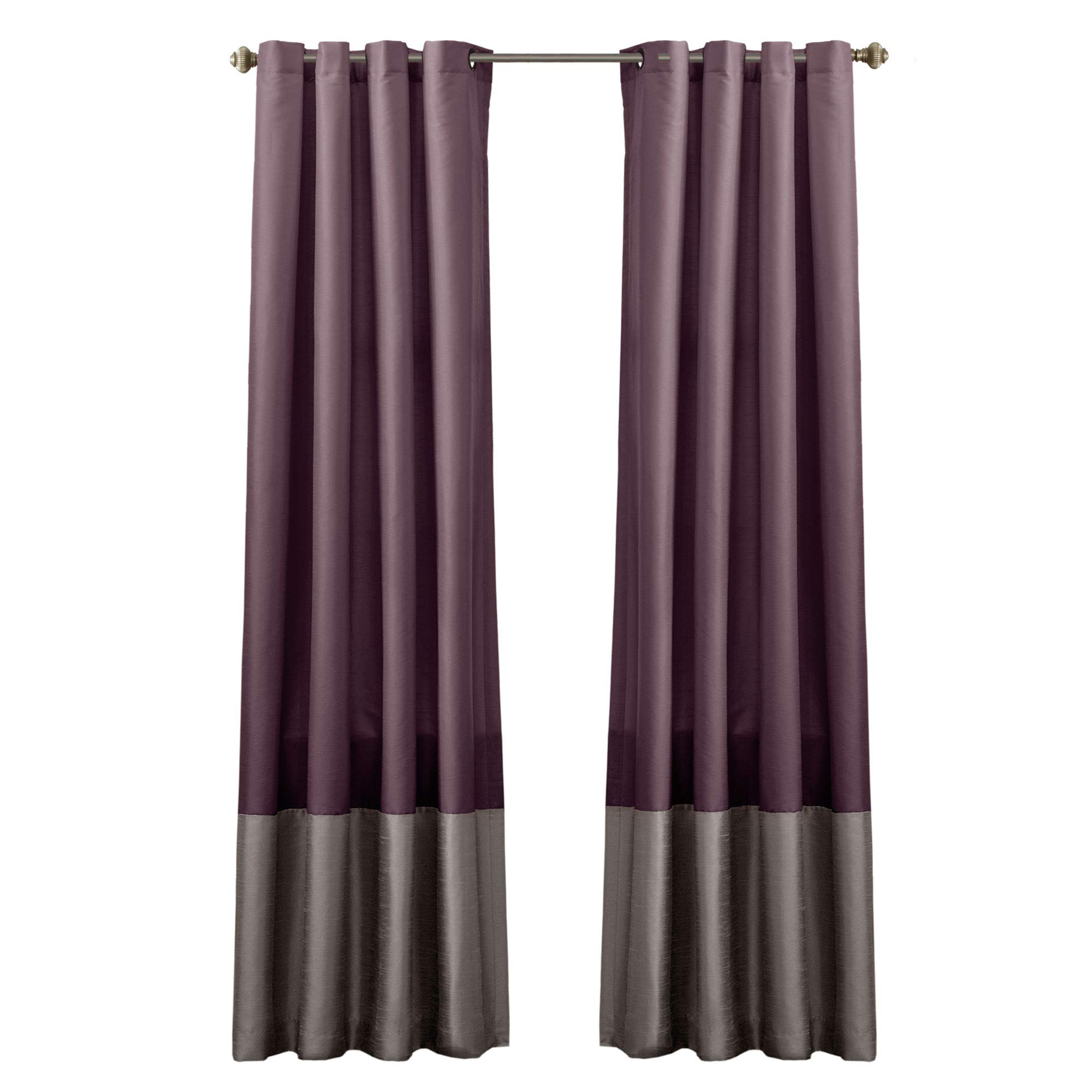 Lush Decor Prima Window Curtains Panel Set for Living, Dining Room, Bedroom (Pair), 52-inch x 95-inch, Gray/Purple (16T004284)