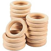 Juvale Wooden Circles for Macrame & Crafts - 20-Pack, 2.2-in Dia Natural Unfinished Wood Circles for Pot Holder & Crochet Towel Rings, Jewelry Making Supply