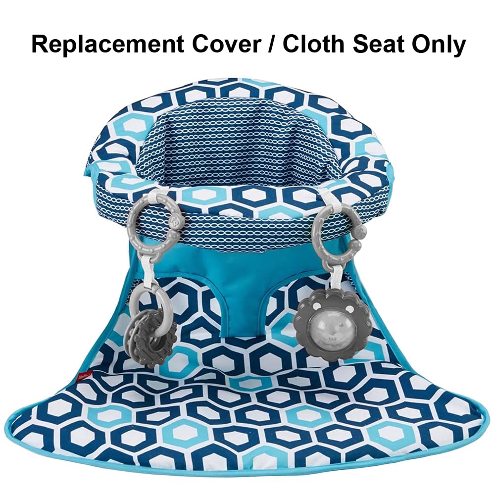Replacement Part for Fisher-Price Sit-Me-Up Floor Seat - FKD95 ~ Replacement Cover/Cloth Seat ~ Blue, White and Turquoise Colors