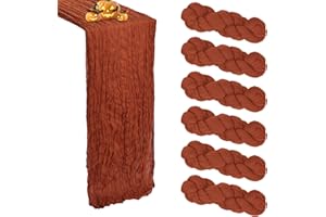 RestfulGlow 6 Pack Fall Table Runner Terracotta Cheesecloth Table Runner 10FT Boho Cheese Cloths Gauze Fabric 120 Inch Rustic for Thanksgiving Wedding Birthday Party Baby Shower Decorations
