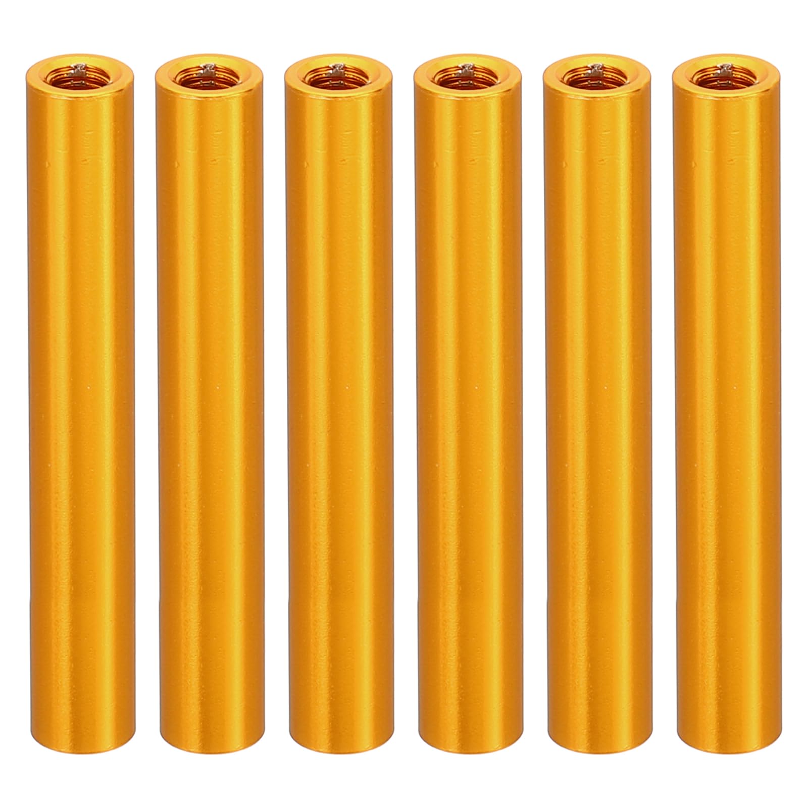 PATIKIL 6pcs M3 Metal Threaded Standoff Spacer Nuts, Round Aluminum Spacers Female Coupling Screws, 1/8" ID x 3/16" OD, Gold 3x5x35mm
