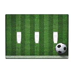 Pznen Triple Toggle Wall Plate, Green Football