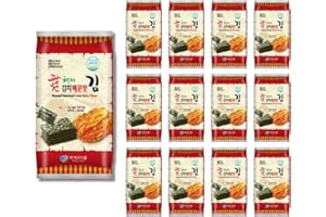 GENERIC Korean Crispy Seaweed Snacks, Kimchi Spicy Flavor – 12 Individual Sheets Roasted Nori, Vegan, Gluten-Free, 100% Natural Laver