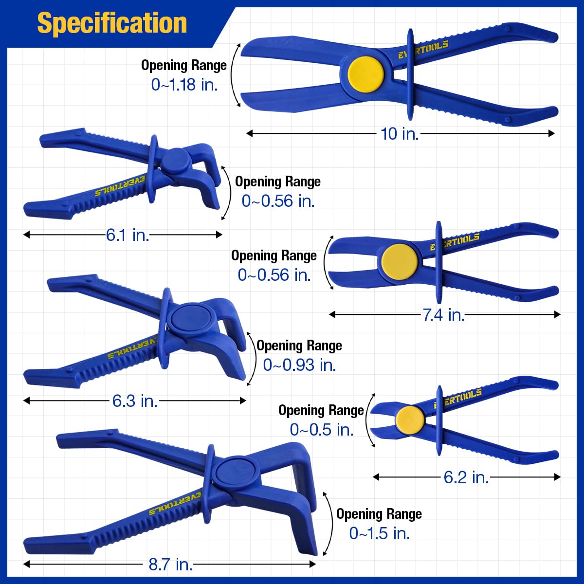 Mua Evertools 6pc Radiator Hose Clamp Plier, Fuel Line Clamp Pliers ...