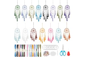 INFUNLY 15PCS DIY Small Dream Catcher Kits for Beginners Handmade Dreamcatcher Kit for Starters DIY Mini Hanging Ornament Making Kit for Bedroom Car Mirror Keychain Bag Bohemian Decoration Craft Gift