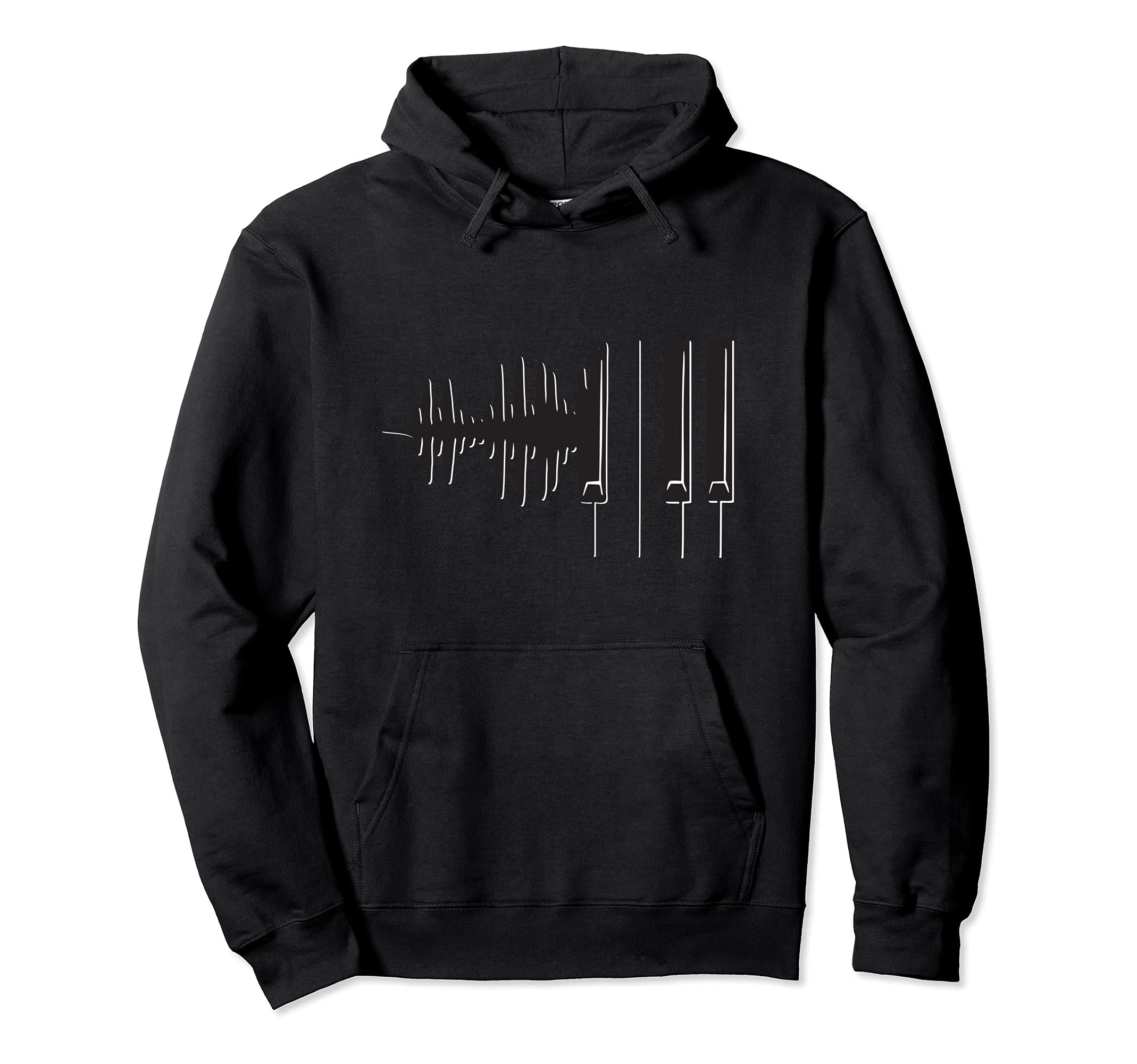 Sound Wave Heart Beat Piano Keys Keyboard Illustration Music Pullover Hoodie