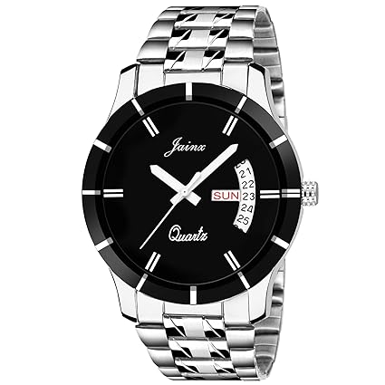 Jainx Round Black Dial Day And Date Series Analogue Watch For Men & Boys - Jm308