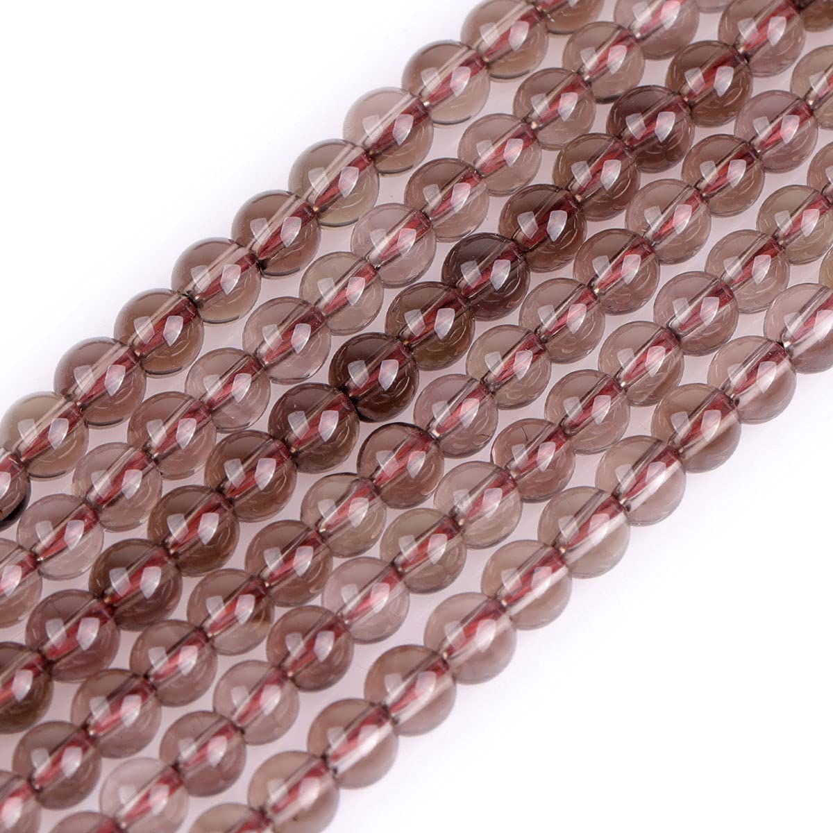 GEM-Inside Natural 4mm Light Grey Smoky Quartz Round Gemstone Semi Precious Loose Beads for Jewellery Making 15''