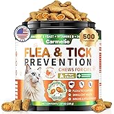Flea and Tick Prevention for Cats, 500 Crunchy & Creamy Chews, Cat Flea Chewables with Natural Oral Flea Treatment Supplement Cats, Skin & Coat Support - All Breeds & Ages - Chicken and Krill Flavor