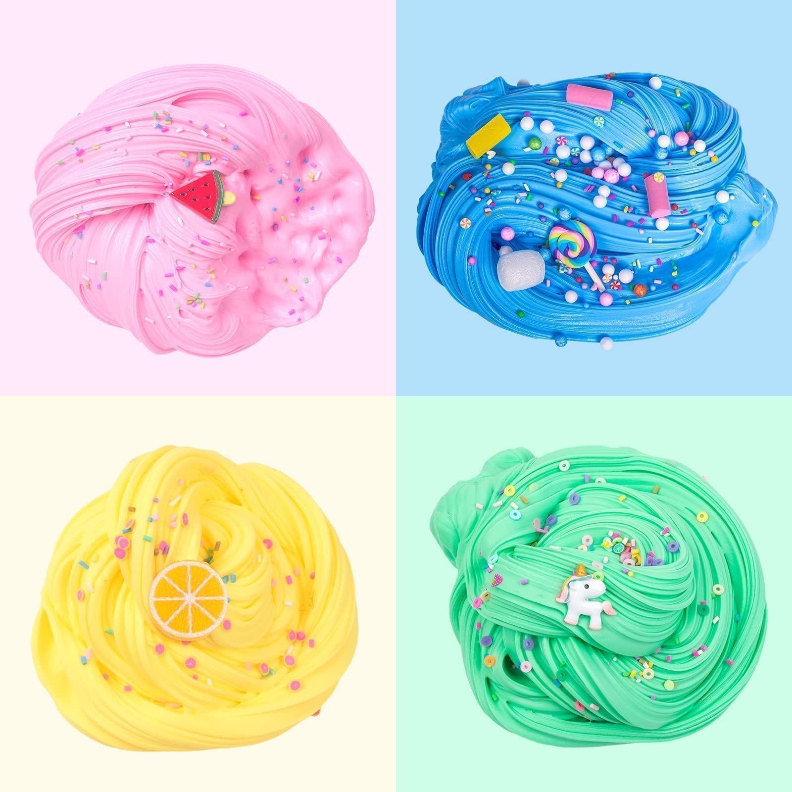 5 Pack Butter Slime Kit, Scented Candy Making Slime Party Favors for Girls and Boys, DIY Putty Bulk Toys for Kids, Soft Stretchy & Non-Sticky, Cute Stuff, Basket Stuffers