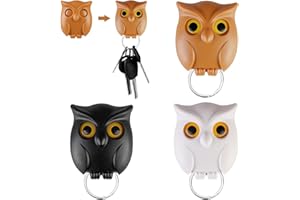 DAYI 3PCS Owl Key Holder, Night Owl Key Holder, Magnetic Key Holder with Automatic Open Close Eyes, Cute Owl Key Holder for Wall with Wall Self-Adhesive Tape