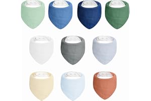 NISXABEBE Muslin Baby Bibs,Baby Bandana Drool Bibs 100% Cotton for Baby Boy Girl,Solid Colors Bib for Drooling Teething