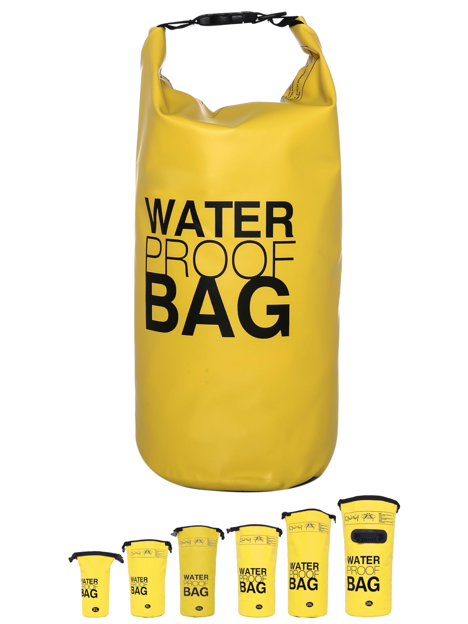 DonDon Waterproof Bag Drybag Storage Bag for your valuables with adjustable Shoulder Strap yellow 2 litres — image 1