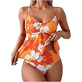 QJQ Women's 2 Piece Floral Print Tankini High Waisted Bikini Set Sexy Swimsuit Bathing Suits 2026 Summer Outfits
