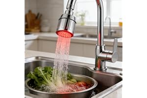 3-Color LED Faucet Light with Temperature Sensing, Universal Smart Sink Light Tap,Color Changing Faucet Attachment for Kitche