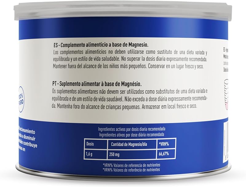 CITRATO DE MAGNESIO EN POLVO | Para el cansancio y la fatiga | Citrato de magnesio en polvo| Articulaciones fuertes | Sabor Limón| 200 Gr = 125 días | Magnesium Citrate