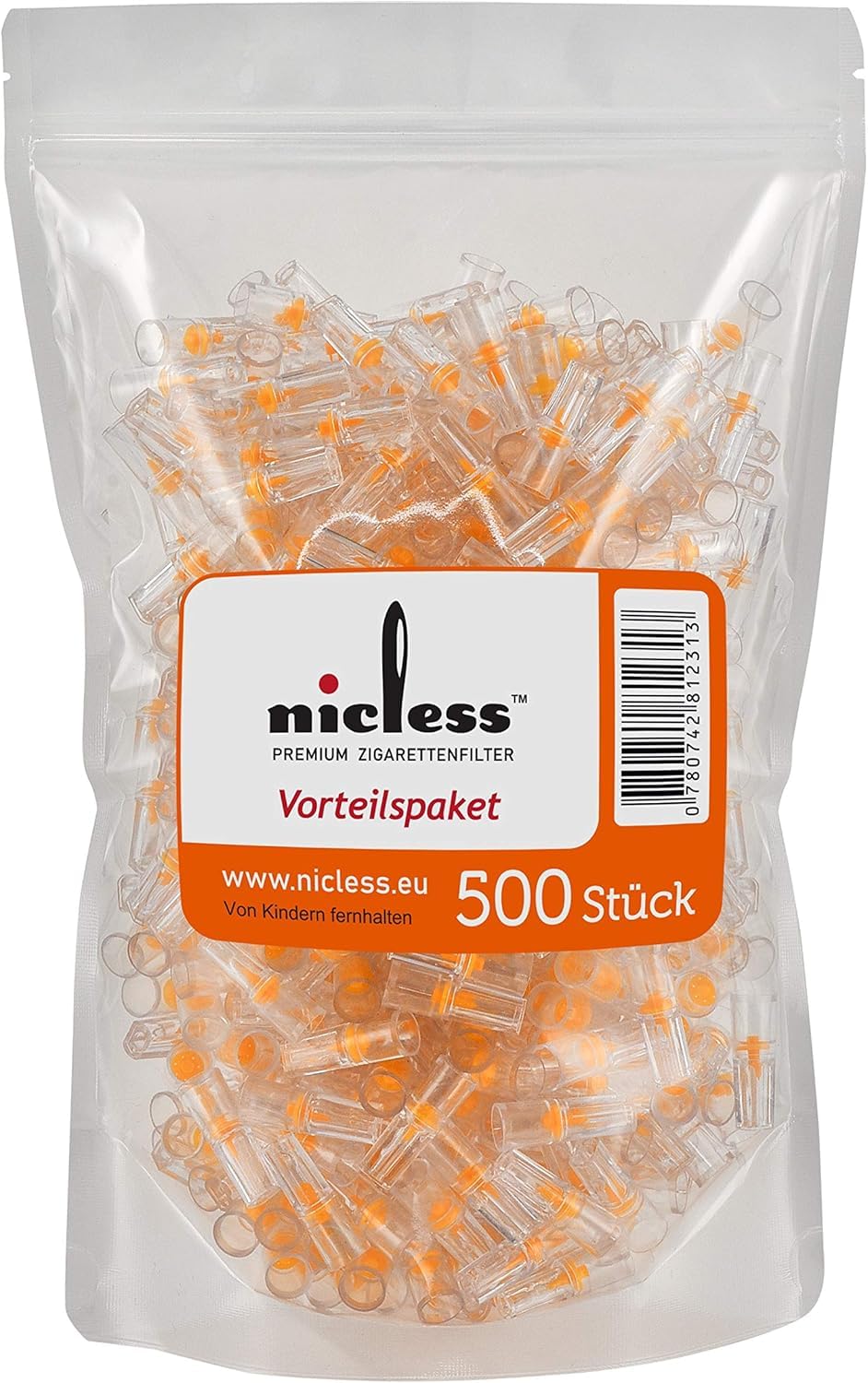 Nicless Premium Cigarette Filters 8mm - 500 Pack, Plastic Microfilter Tips for Regular Cigarettes & Roll Ups, Anti-Tar Particle Filter & Clean Smoke Accessory