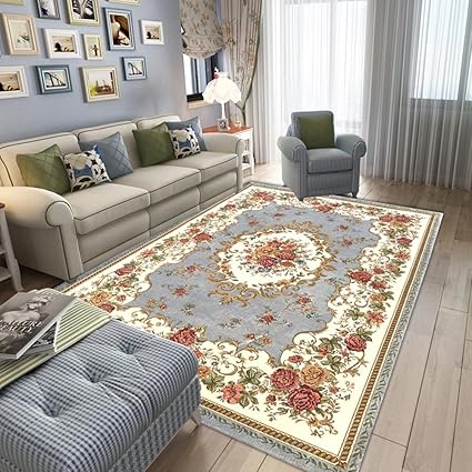 American Pastoral Style Blue Carpet For Living Room Large Soft