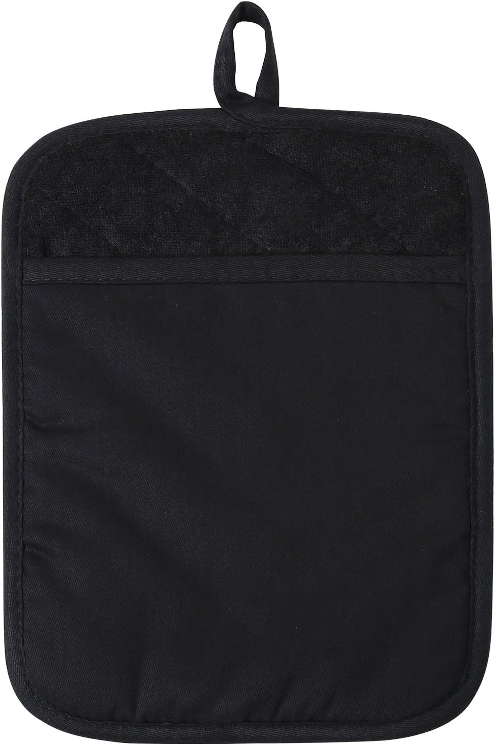 100% Cotton with Silicone Kitchen Everyday Basic Pot Holder Heat Resistant Coaster Potholder Oven Mitts with Pocket for Cooking and Baking Set of 2 Black: Home & Kitchen