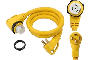 ONETAK 14-50P to SS2-50R 6FT Right Angle 90 Degree 120V/240 50 Amp 4 Prong Male to Twist Lock Receptacle Generator RV Marine 