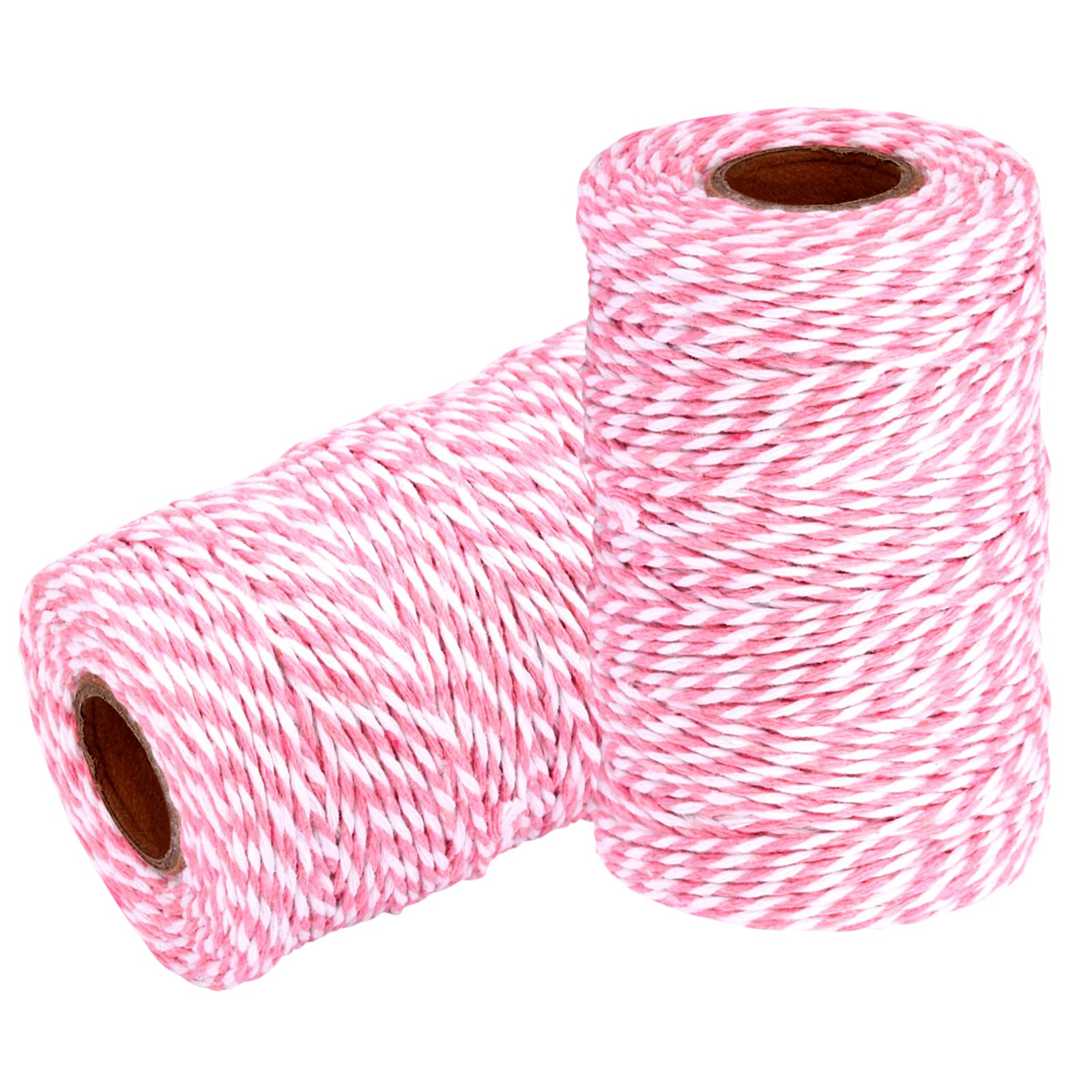 YZSFIRM Cotton Twine String Bakers Rope: 2 Roll Twines for Crafts Gift Wrapping - 656 Feet Pink White Twine for Kitchen Cooking