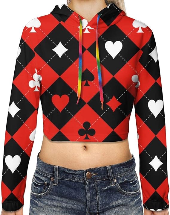 red and white cropped hoodie