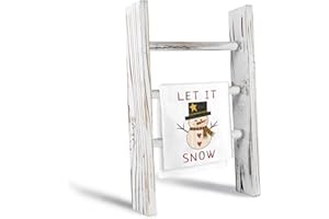 DOCMON Towel Rack-Farmhouse Decor Ladder, 3-Tier Wood Countertop 16-Inch Mini Tea Towel Ladder for Bathroom Kitchen Office